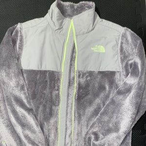 North Face Grey Fuzzy Fleece Jacket